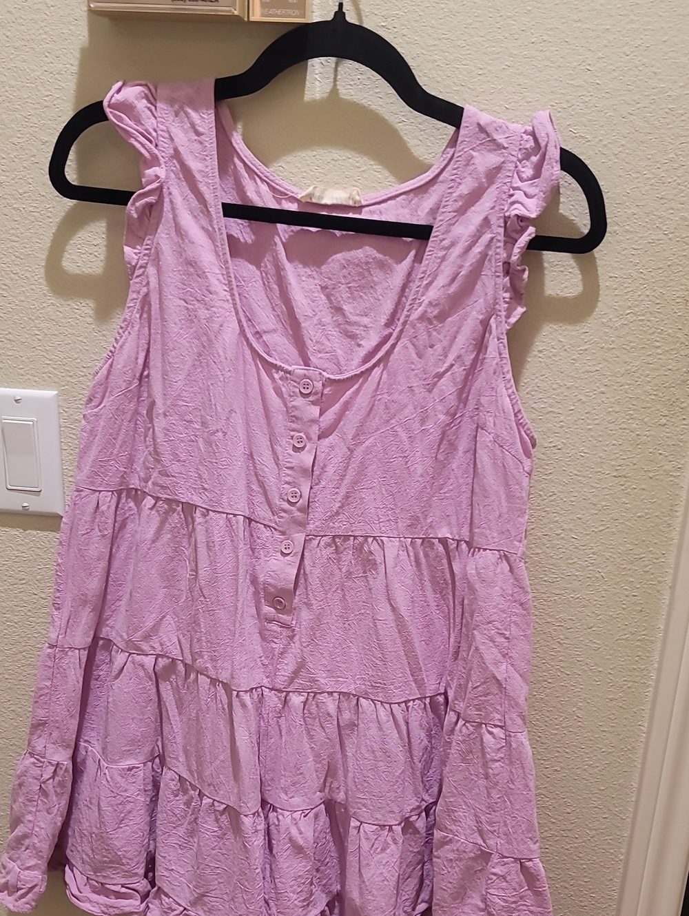 Women's Bright Pink Tiered Button-Front Romper